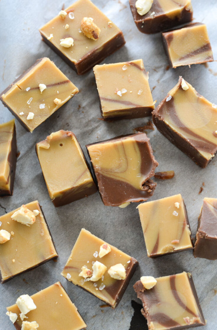 This Low Carb Peanut Butter Chocolate Fudge has about 2 net carbs per slice and is the perfect keto and diabetic-friendly dessert!