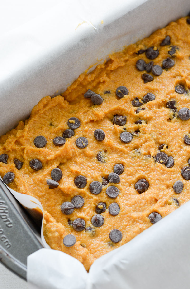 Low Carb Chocolate Chip Pumpkin Bread