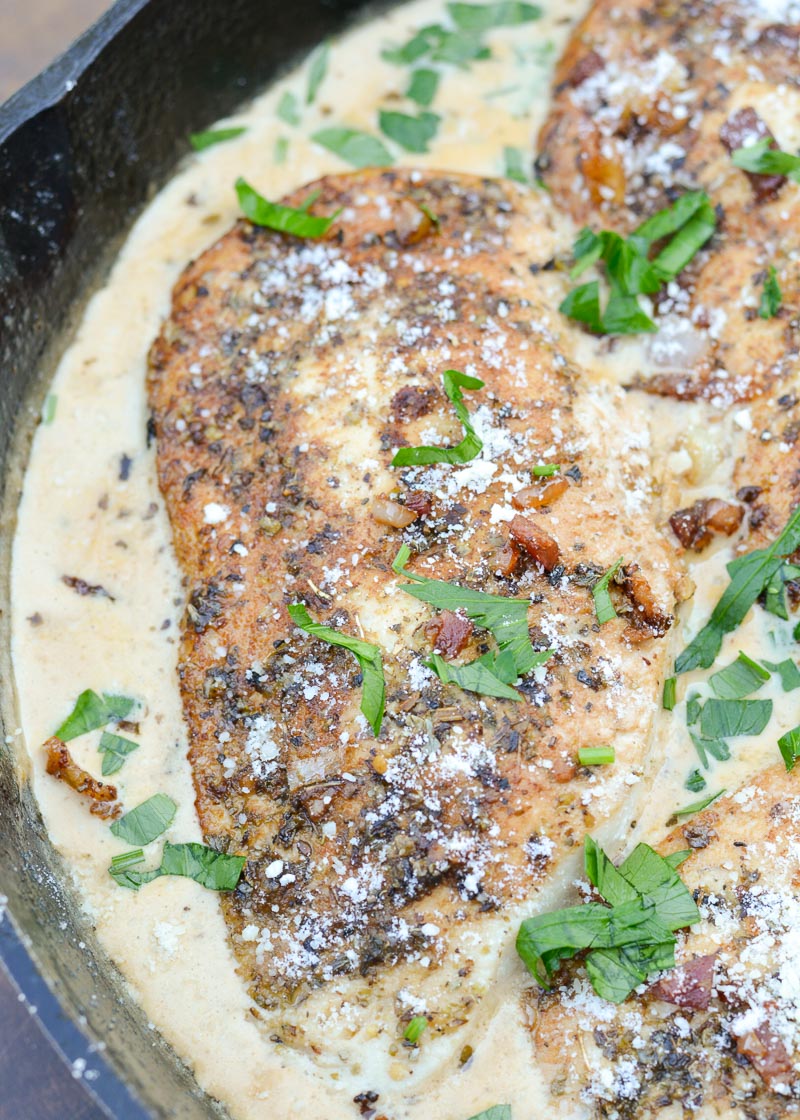 Keto Chicken Skillet With Bacon Cream Sauce